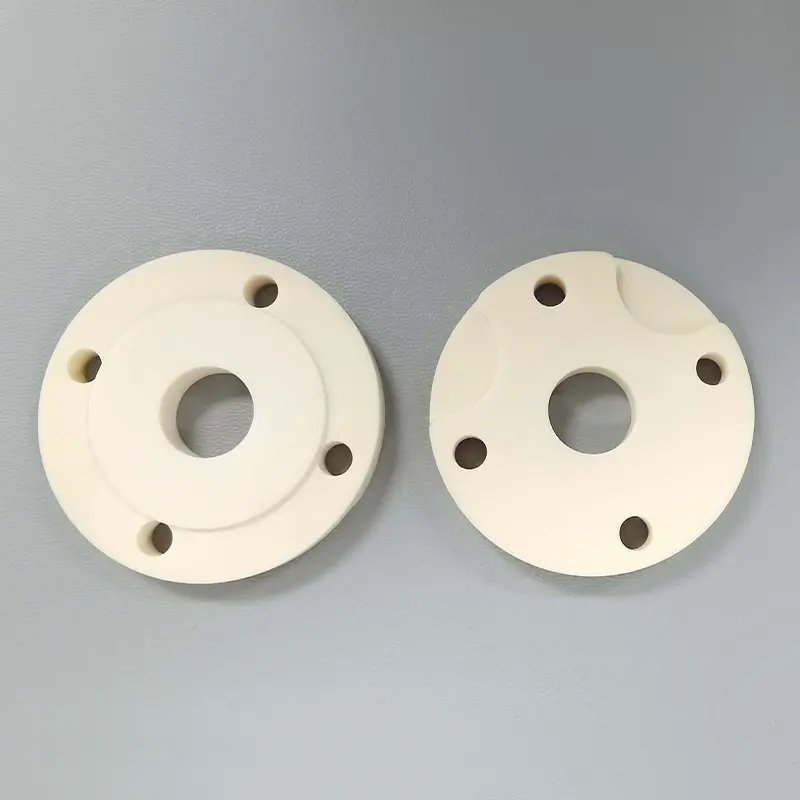 氧化铝陶瓷带孔的圆形法兰盘-氧化铝陶瓷环-氧化铝陶瓷可加工-氧化铝陶瓷结构件-来图定制1